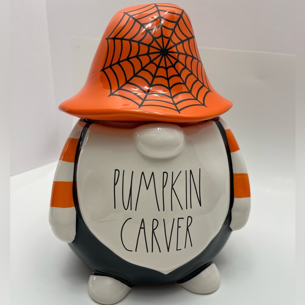 Rae Dunn Fall Halloween Pumpkin Carver Gnome Canister Candy Dish